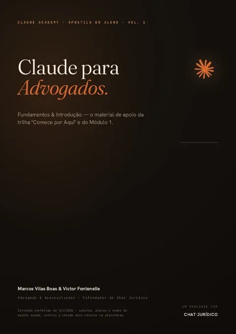 Capa da apostila 01: Claude para Advogados