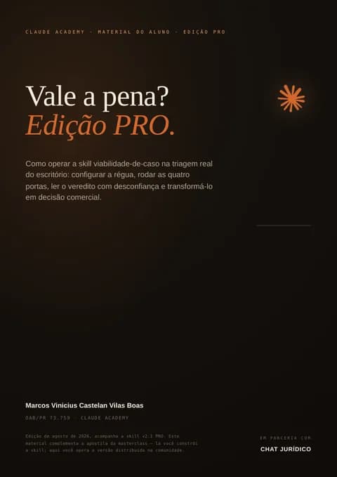Capa da apostila 06: Vale a pena? Viabilidade de caso