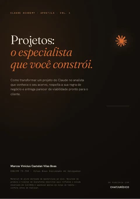 Capa da apostila 07: Projetos: o especialista que você constrói